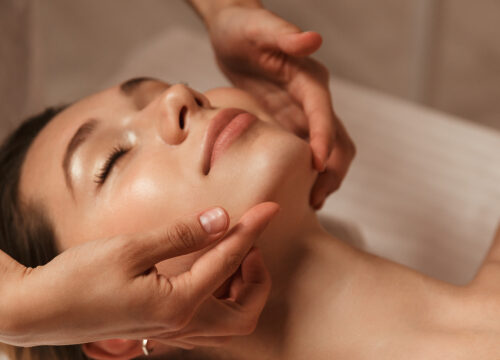 Photo of a woman getting a facial treatment at a medspa